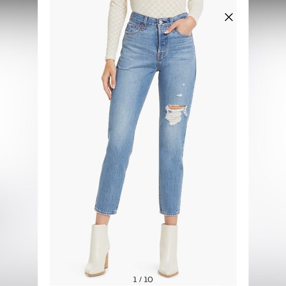 Levi’s Wedgie Icon Ripped High Waist Ankle Slim Jeans - Picture 2 of 12